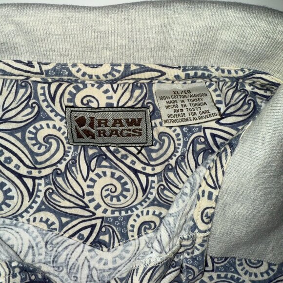 Raw‎ Rags Vintage Men's Short Sleeve Polo Blue Geometric Pattern Size XL - Picture 4 of 9